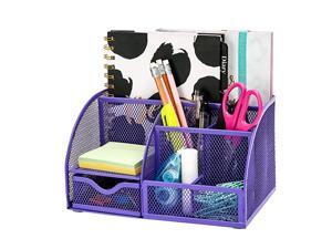 Mesh Desk Organizer Office with 7 Compartments + DrawerDesk Tidy CandyPen HolderMultifunctional Organizer Purple Color EX348PPL Mesh Desk Organizer Office with 7 Compartments + DrawerDesk Tidy CandyPen HolderMultifunctional Organizer Purple Color EX348PPL