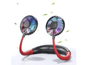 Fan USB Rechargeable with Dual Wind Head Fan Hand Free Wearable Neckband Fan for Camping Traveling Office Room Kids Stroller Fan USB Rechargeable with Dual Wind Head Fan Hand Free Wearable Neckband Fan for Camping Traveling Office Room Kids Stroller