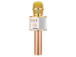 Wireless Bluetooth Karaoke Microphone,3-in-1 Portable Handheld Karaoke Mic Speaker Machine Birthday Home Party for PC or All Smartphone (Q37 Gold)