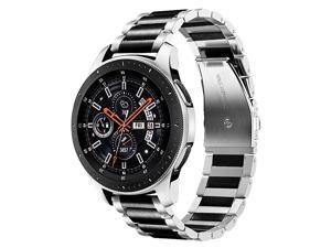 Strap Compatible with Galaxy Watch 46mm Bands/Galaxy Watch 3 45mm Band/Gear S3 Band Men Solid Stainless Steel Replacement for Samsung Galaxy Watch3 45mm/Galaxy Watch 46mm/Gear S3 Silver/Black