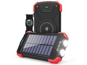 Power Bank Qi Portable Charger 10000mAh External Battery Pack Type C Input Port Dual Flashlight Compass Panel Charging Red10000mAh