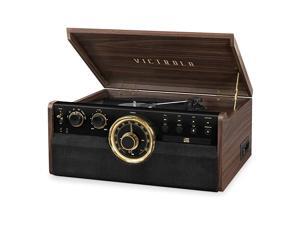 6in1 Wood Bluetooth Mid Century Record Player with 3Speed Turntable CD Cassette Player and Radio 6in1 Wood Bluetooth Mid Century Record Player with 3Speed Turntable CD Cassette Player and Radio