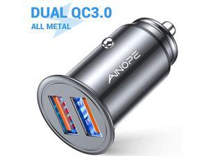 USB Car Charger Dual QC30 Port 36W6A All Metal Fast Car Charger Mini Cigarette Lighter USB Charger Quick Charge Compatible with iPhone 1111 proXRXXS Note 9Galaxy S10S9S8SILVER