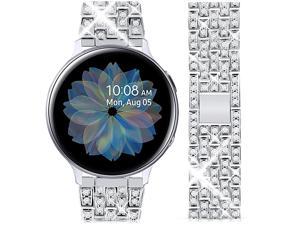 Band Compatible Galaxy Watch 3 Band 41mm Women Men Bling Diamond Jewelry 20mm Strap Bracelet Compatible for Samsung Galaxy Watch 41mm Active 2 42mm Silver 20mm
