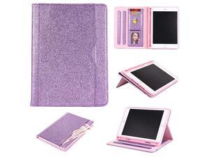iPad Mini 1234 Case  Smart Folio Stand PU Leather Shockproof TPU Wallet Glitter Cover with Document Pocket Pencil Cards Holder for Apple iPad Mini 1st 2nd 3rd 4th Generation 79 Purple