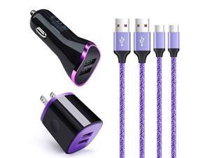 C Car Charger Wall Charger Plug 6ft USB C Cable Fast Charging Cord Compatible for Samsung Galaxy S10 S10E A20 A50 A80 S9 A21 S20LG Stylo 6 5 4 V50 V40 V35 V30S V30 V20 G9 G8S G8 G7 ThinQ G6 Q70