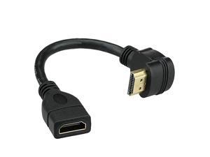 HDMI Extension Cable High Speed 90Degree Angle HDMI Male to Female Extension Wire Cord HDMI Extender Gold Plated Plugs Black 05FT