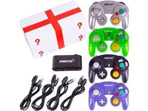 4 Pack Gamecube Controller Bundle - with 4 Extension Cords and a 4-Port Adapter for/Switch/PC by