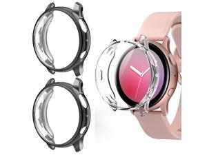 Case for Samsung Galaxy Watch Active 2 40mm 44mm, with Screen Protector Cover, Flexible TPU Anti-Scratch Bumper, Glossy Black/Black/Clear, 3 Pack, 40mm Case for Samsung Galaxy Watch Active 2 40mm 44mm, with Screen Protector Cover, Flexible TPU Anti-Scratch Bumper, Glossy Black/Black/Clear, 3 Pack, 40mm