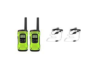 T600 Talkabout Radio 2 Pack Bundle with 1518 Surveillance Headset with PTT Mic Black White