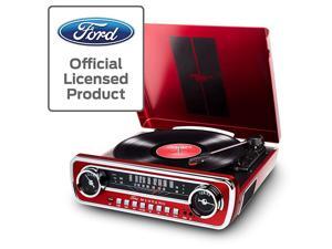 Mustang LP 4in1 Vinyl Record PlayerTurntable with Built In Speakers Plus a Radio USB Playback and Aux Input Vibrant Red Finish MUSTANGLPRED Mustang LP 4in1 Vinyl Record PlayerTurntable with Built In Speakers Plus a Radio USB Playback and Aux Input Vibrant Red Finish MUSTANGLPRED