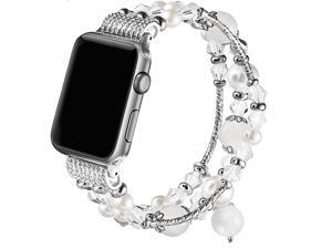 Band Compatible with Apple Watch 42mm 44mm Women Girl Elastic Handmade Pearl Bracelet Replacement for 42mm Apple Watch Series 5 4 3 2 1White Band Compatible with Apple Watch 42mm 44mm Women Girl Elastic Handmade Pearl Bracelet Replacement for 42mm Apple Watch Series 5 4 3 2 1White