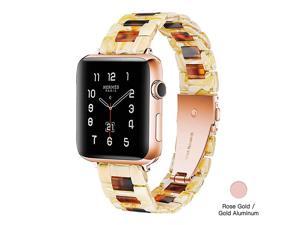 Apple Watch Band Fashion Resin iWatch Band Bracelet Compatible with Copper Stainless Steel Buckle for Apple Watch Series 5 4 3 2 1 Sandwich Tortoise Stone 38mm40mm