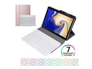 Samsung Galaxy Tab S6 Keyboard Leather CaseSlim Lightweigh Folio Stand Cover with Backlit Removable Wireless Bluetooth Keyboard Samsung Galaxy TAB S6 105 inch 2019 SMT860 Rose Gold