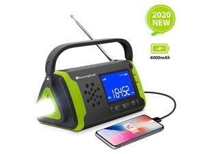 NOAA Weather Crank Solar Powered Portable Radio with 4000mAh Battery Power for Cell Phone, Bright Flashlight for Household and Outdoor Survival (097-Green) NOAA Weather Crank Solar Powered Portable Radio with 4000mAh Battery Power for Cell Phone, Bright Flashlight for Household and Outdoor Survival (097-Green)