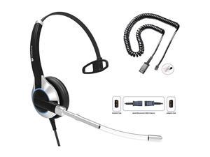 Office Phone Headset with Noise Canceling Mic Compatible with Yealink T19 T20 T21 T22 T23 T26 T27 T28 T29 T32 T36 T38 T40 T41 T42 T46 T48 Also Compatible with Grandstream Snom Panasonic IP Phones 