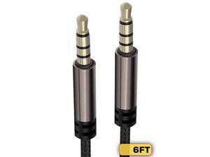 Pro Premium Braided 35MM Stereo Aux Male to Male Headphone Jack Extension Cable 18 TRRS 6FT Pro Premium Braided 35MM Stereo Aux Male to Male Headphone Jack Extension Cable 18 TRRS 6FT