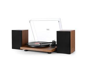 Wireless Turntable HiFi System with 36 Watt Bookshelf Speakers Patend Designed Vinyl Record Player with Magnetic Cartridge Wireless Playback and Auto Off