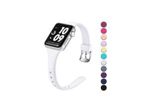 Slim Band Compatible with Apple Watch 40mm 38mm for Women Men Soft Silicone Narrow Thin Sport Replacement Strap for iWatch SE Series 6 Series 5 4 3 2 1 White 38mm40mm SM