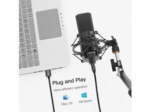 USB Condenser Microphone Kit Cardioid Streaming Podcast Mic Bundle with Adjustable Metal Arm Stand Compatible with PC Mac Computer Ideal for Recording Gaming YouTube Home Studio K780A