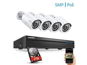 8CH 5MP PoE Home Security Camera System 4pcs Wired 5MP Outdoor PoE Cameras 5MP 8Channel NVR Security System with 2TB HDD for 247 Recording Smart Playback Instant Email Alert with Images