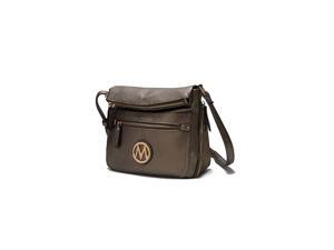 Crossbody Bag for Women PU Leather Expandable Messenger Purse Designer Pocketbook Handbag Shoulder Strap Pewter