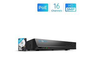 4K PoE NVR 16 Channel PreInstalled 3TB Hard Drive 4K5MP4MP1080P HD 247 Surveillance Recording Home Security Camera System Video Recorder RLN16410