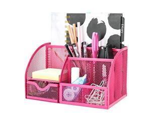Mesh Desk Organizer Office with 7 Compartments + Drawer Desk Tidy Candy Pen HolderMultifunctional Organizer EX348 Pink Mesh Desk Organizer Office with 7 Compartments + Drawer Desk Tidy Candy Pen HolderMultifunctional Organizer EX348 Pink