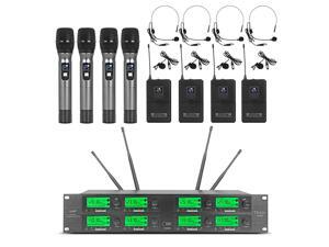 A Wireless Microphone System 8 Channel Microphone UHF 4 Handheld Mic 4 Headset 4 Lavalier Bodypack 4 Lapel Mic Pro Audio Karaoke System Church Speaking Conference Wedding Party A Wireless Microphone System 8 Channel Microphone UHF 4 Handheld Mic 4 Headset 4 Lavalier Bodypack 4 Lapel Mic Pro Audio Karaoke System Church Speaking Conference Wedding Party