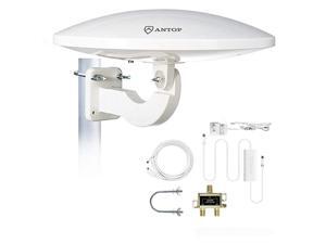 TV Antenna for Multiple TVs ANTOP UFO Amplified RooftopAtticRVMarine HDTV Antenna 65 Miles Omni Directional Extremely High Reception with 33ft Coaxial Cable and Signal Splitter for 2 TVs TV Antenna for Multiple TVs ANTOP UFO Amplified RooftopAtticRVMarine HDTV Antenna 65 Miles Omni Directional Extremely High Reception with 33ft Coaxial Cable and Signal Splitter for 2 TVs
