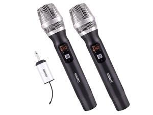 Wireless Microphones UHF 25 Dual Channel Metal Handheld Dynamic Microphone with Mini Receiver Ideal for ChurchKaraokeHome PartyClassroomPresentationWedding Black 2 x Handheld Wireless Microphones UHF 25 Dual Channel Metal Handheld Dynamic Microphone with Mini Receiver Ideal for ChurchKaraokeHome PartyClassroomPresentationWedding Black 2 x Handheld