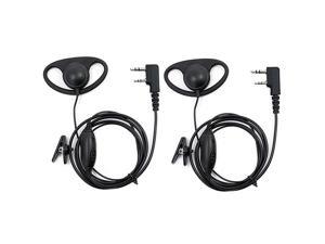 Two Way Radio Earpiece 2 Pin Surveillance D Shape Walkie Talkie Headset with PTT Mic Compatible with UV5R 888S UV82HP BFF8HP Kenwood Retevis H777 RT21 RT22 Radios 2 Pack