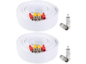 BNC Video Power Cable 2 Pack 200 Feet PreMade AllinOne Video Security Camera Cable Wire with Four Connectors for CCTV DVR Surveillance System