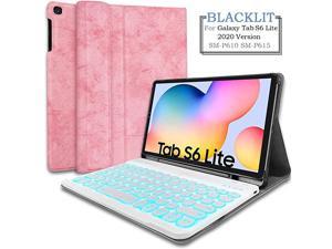 Galaxy Tab S6 Lite 2020 Keyboard Case 10.4 [Backlit,SM-P610,SM-P615], 7 Color Light Detachable Wireless Keyboard with PU Folio Stand Cover for Samsung Galaxy Tab S6 Lite 10.4 Inch 2020, Pink