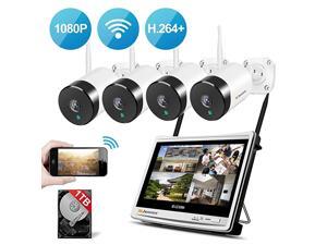 Security Camera System Wireless All in one with 12 Monitor 4 Channel Wireless Home Security Camera System with 4PCS HD Megapixels IndoorOutdoor WiFi Security Camera 1TB Hard Drive Free App Security Camera System Wireless All in one with 12 Monitor 4 Channel Wireless Home Security Camera System with 4PCS HD Megapixels IndoorOutdoor WiFi Security Camera 1TB Hard Drive Free App