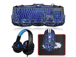 Gaming Keyboard and Mouse Combo with Headset Crack Backlit 3 Colors Keyboard Wired Gaming Mouse Lighted Gaming Headset with Microphone Set 50mm Speaker Driver + Mouse Pad for PC Games Gaming Keyboard and Mouse Combo with Headset Crack Backlit 3 Colors Keyboard Wired Gaming Mouse Lighted Gaming Headset with Microphone Set 50mm Speaker Driver + Mouse Pad for PC Games