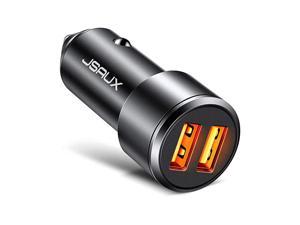 Car Charger  Quick Charge 30 3A Dual USB Ports 36W Fast Car Adapter Metal Compatible with Samsung Galaxy S10 S9 S8 S20 Plus Note 10 9 8 S7 iPhone Xs Max XR X 8 7 6 iPad LG G6 V20 Moto Black