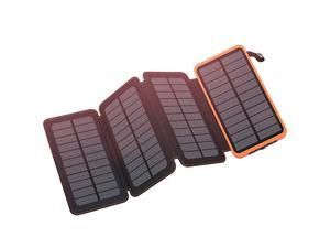 Solar Charger 25000mAh,  Solar Power Bank with 4 Solar Panels Outdoor Waterproof Solar Phone Chargers with Dual 2.1A USB Ports for Smart Phone, Tablets, Camera, etc.
