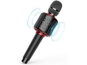 Bluetooth Karaoke Microphone Black with SoloDuet Karaoke Mics 4 in 1 Portable Handheld Karaoke Singing Builtin 3000mah Rechargeable Machine Speaker Christmas Birthday Party