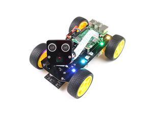 4WD Smart Car Kit for Raspberry Pi 4 B 3 B+ B A+ Face Tracking Line Tracking Light Tracing Obstacle Avoidance Colorful Light Ultrasonic Camera Servo Wireless RC