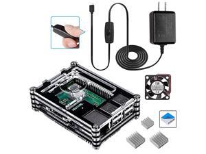 Raspberry Pi 3 B+ Case with Fan 5V 25A Power Supply and 3 Heat Sinks for Raspberry Pi 3 Model B+ B Plus 3B 2B Raspberry Pi 3 B+ Case with Fan 5V 25A Power Supply and 3 Heat Sinks for Raspberry Pi 3 Model B+ B Plus 3B 2B