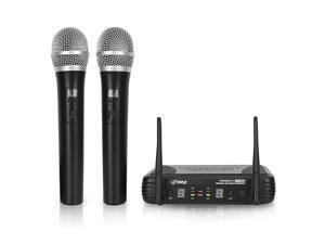 Professional Wireless Microphone System Dual UHF Band Wireless Handheld 2 MICS With 8 Selectable Frequency Channels Independent Volume Controls AF amp RF Signal Indicators PDWM3375 Professional Wireless Microphone System Dual UHF Band Wireless Handheld 2 MICS With 8 Selectable Frequency Channels Independent Volume Controls AF amp RF Signal Indicators PDWM3375