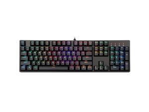 DK5.0 RGB Gaming Mechanical USB Wired Keyboard with Linear and Quiet-Red Switches, Ergonomic Design and Fast Actuation 104 Key LED RGB Backlit Computer Laptop Keyboard for Windows PC Gamers