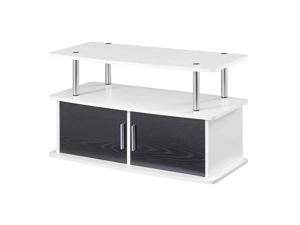 Designs2Go Deluxe 2 Door TV Stand with Cabinets White