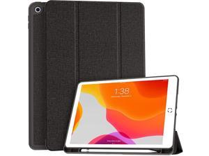 New iPad 10.2 Case with Pencil Holder, iPad 8th Generation 2020/7th Generation 2019 Case-Premium Shockproof Case with Soft TPU Back Cover&Auto Sleep/Wake for Apple iPad 10.2", Dark Grey