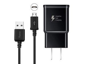 Fast Charging Wall Charger with 5-Feet/1.5 Meter Micro USB Cable Kit Set Compatible with Samsung Galaxy S7 / S7 Edge / S6 / S6 Edge / A6 / J7 / J3 / Note 5 [Black]