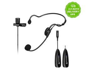 Wireless Microphone System 24G Wireless Microphone TransmitterReceiver Set with Headset Lavalier Lapel Mics Ideal for Teaching WeddingsPresentationsSchool PlayG102