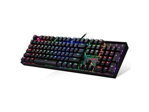 K551 Mechanical Gaming Keyboard RGB LED Backlit Wired Keyboard with Blue Switches for Windows Gaming PC 104 Keys Black