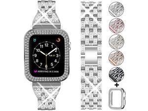 Compatible Apple Watch Band 44mm 42mm 38mm 40mm with Case WomenRhinestone Metal Jewelry Wristband Strap with Bling PC Protective Case Replacement for iWatch Series 5 4 3 2 1Silver Compatible Apple Watch Band 44mm 42mm 38mm 40mm with Case WomenRhinestone Metal Jewelry Wristband Strap with Bling PC Protective Case Replacement for iWatch Series 5 4 3 2 1Silver