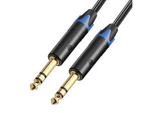 1/4 inch TRS Cable, Nylon Braid Heavy Duty 6.35mm Stereo Jack Male to Male Balanced Audio Cord - 15ft